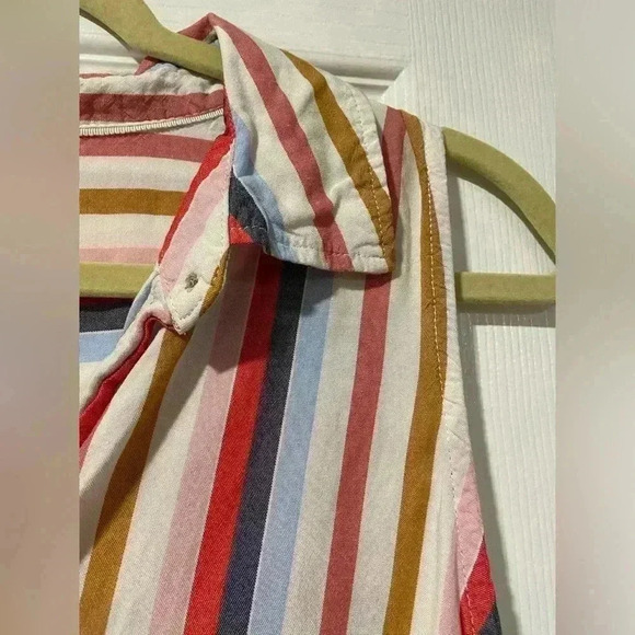 Aeropostale Soft Flowy Front Knot Striped Sleeveless Collared Blouse Size S - Picture 4 of 10